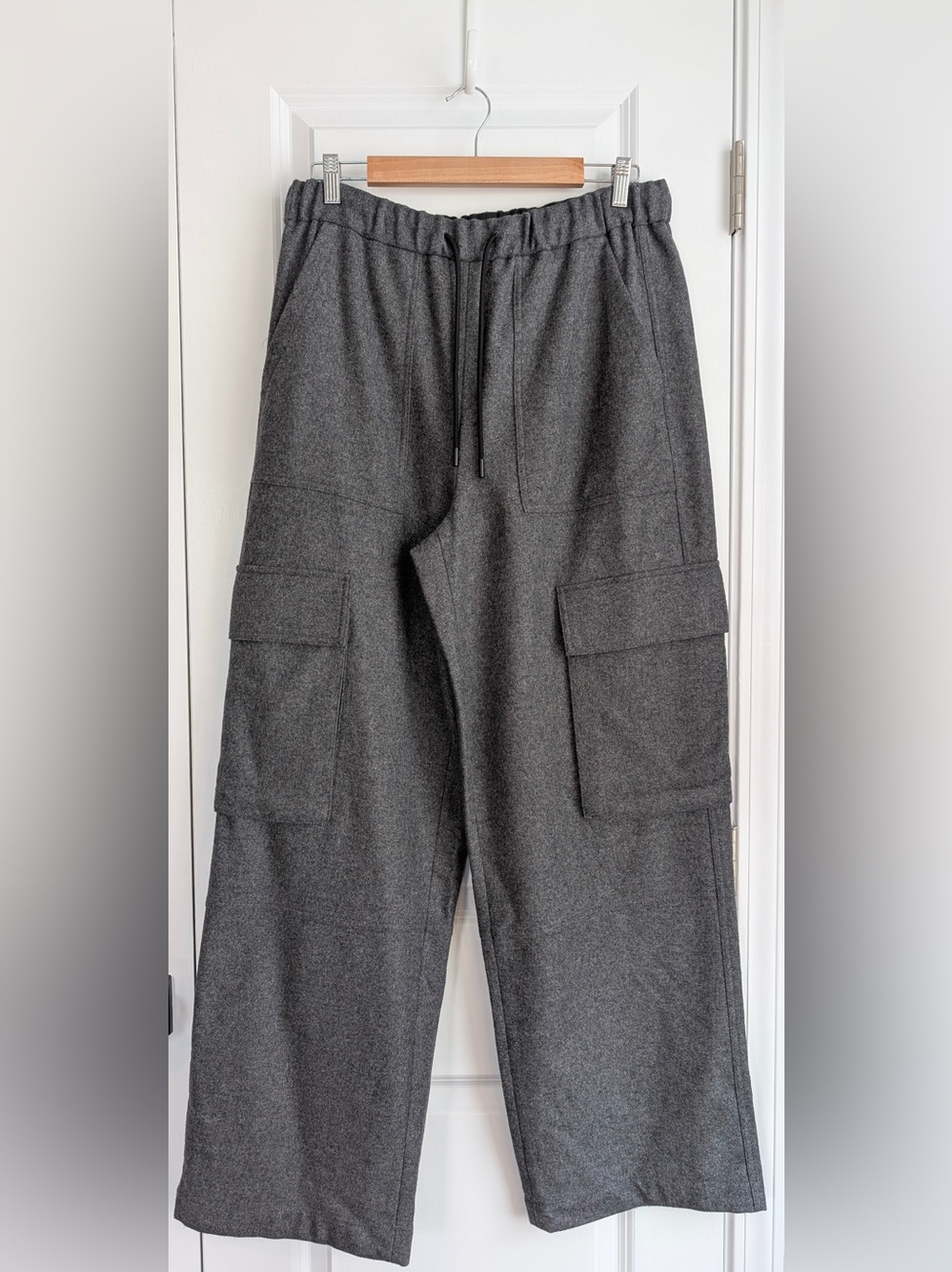 Me+Em Flannel Cargo Trousers Wool Blend Relaxed Fit Gray Size 10